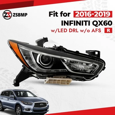 For 2016-2019 Infiniti QX60 HID Headlight Projector w/LED DRL w/o AFS Passenger Foto 1 de 4