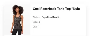 Lululemon cool racerback tank nulu Equalized Multi black size 6 - Picture 1 of 3