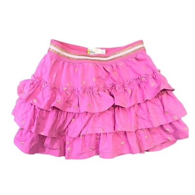 Mini Boden Girls Skirt Skort 6-7Y Pink Gold Polka Dot Tiered Ruffle Kids Casual - Image 1 of 4