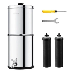 VEVOR 2.25G Gravity-fed Water Filter Countertop System Stainless Steel 2 Filters - Picture 1 of 2