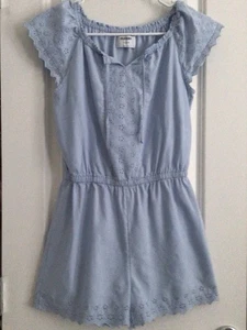 OLD NAVY-XL(14-16)-Girl’s Romper-Casual/Leisure-Blue-Eyelet-Elastic Neck & Waist - Picture 1 of 13
