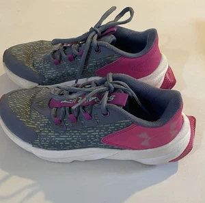 Under Armour Scramjet Youth Size 4Y Lace-up Sneakers Pink & Gray Nice - Picture 1 of 5