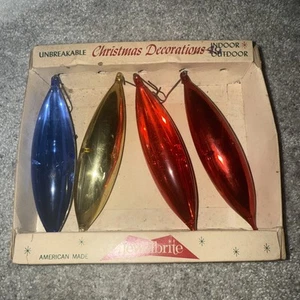 *Vintage Starbrite Unbreakable Christmas Ornaments Lot 4 Original Box Icicles - Picture 1 of 6