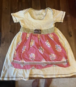 Matilda Jane Girls Platinum Flower Apron Polka Dot dress Size 6 - Picture 1 of 3