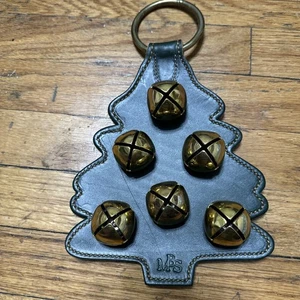 MBS Moses B Smucker WEIHNACHTSBAUM LEDER TÜRGLOCKENSPIEL Schlitten 6 Messingglocken - Bild 1 von 3