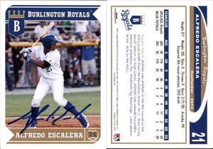 Alfredo Escalera Signed 2013 Grandstand Burlington Royals #7 Card Auto AU