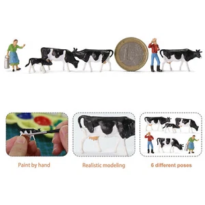 36pcs Model Trains Painted Herder Farm Animals HO Scale 1:87 Black White Cows - Picture 1 of 7