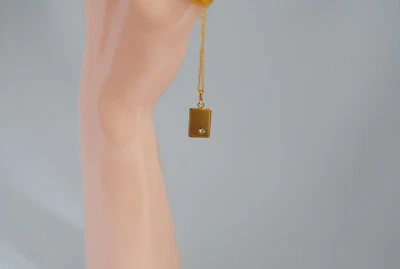 Ancien pendentif plaqué or, plaque avec brillant zirconia. Très bon état. - Photo 1/4