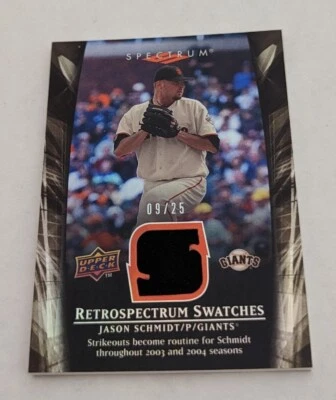 Muestras de espectro de cubierta superior 2008 GU parche usado Jason Schmidt #/25 Foto 1 de 2