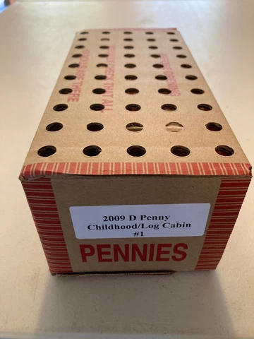 2009 D Birth & Early Childhood Lincoln Cent 50 Roll box Log Cabin Unopened Box Cover