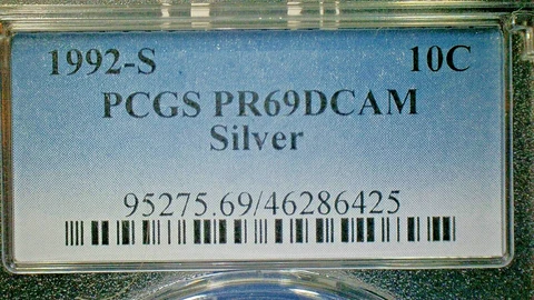 4th of JULY SALE EXTENDS--U.S. UNC. 1992-S PCGS PR69DCAM SILVER DIME-KM#195b Cover