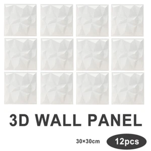 12 Stück 3D Wandpaneel PVC Wandaufkleber Paneele selbstklebend Ziegel 30 x 30 cm NEU - Bild 1 von 12