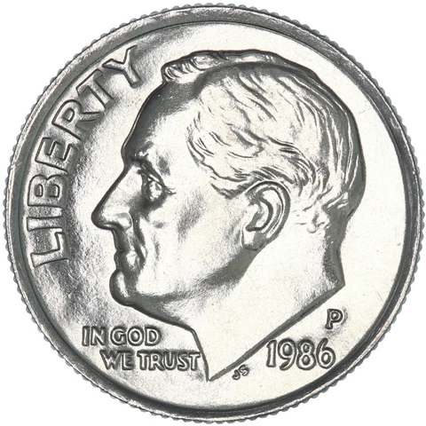 1986 P Roosevelt Dime Gem BU US Coin Cover