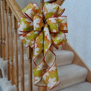 10" BREITE HERBSTSCHLEIFE MIT BLÄTTERN ~ THANKSGIVING DEKOR HANDWERK LATERNEN KRÄNZE SCHILDER - Bild 1 von 2