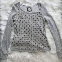 Anthropologie Deletta Gold Sequin Dazzle Dot Crewneck Sweater Size Small