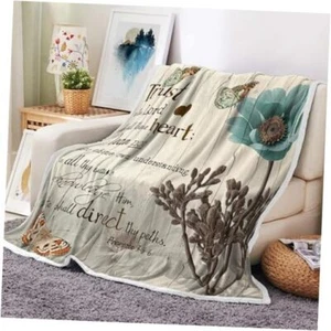 Elegant Teal Tulip Throw Blankets, Bible Verse Inspirational 50X60 Rustic - Picture 1 of 6