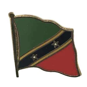 ST Kitts And Nevis National Flag 3/4 Gold Plated Courtesy Enamel Pin Badge - Picture 1 of 3