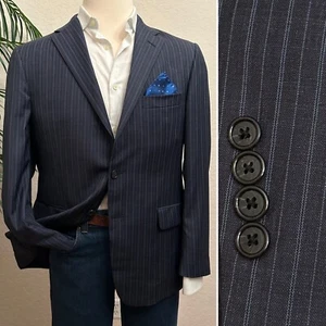 HICKEY FREEMAN BLAZER SIZE 42S NAVY BLUE SPORT COAT WORSTED WOOL JACKET SHORT - Picture 1 of 11