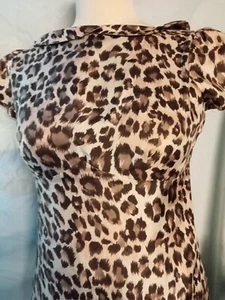 Warehouse women's Pure Silk Animal Print Short Sleeve Dress sz8. Gorgeous. - Picture 1 of 5