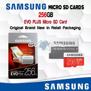 SAMSUNG EVO PLUS Micro SD Card 256GB Adapter Memory Class 10 Fast HD Genuine OEM - Picture 1 of 2