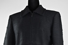 St. John Couture taille 8 noir blazer en tricot zippé veste courte strass scintillants