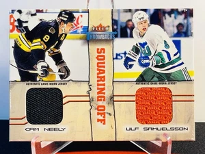 2002-03 Fleer Throwbacks Ulf Samuelsson and Cam Neely HOF Squaring Off Materials - Picture 1 of 2