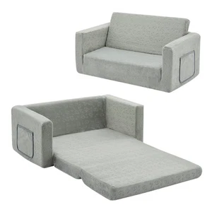 Kids Fold Out Couch 2-in-1 Children Convertible Sofa to Lounger with Soft Plu... - Picture 1 of 6