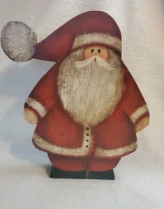 Vtg Wooden Christmas Folk Art Hand Painted  Santa Claus Nice Paint Job - Picture 1 of 9