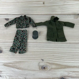 Vtg 1964 Hasbro GI Joe Action Soldier Army Fatigue Shirt Pants Cap Trench Coat - Picture 1 of 10
