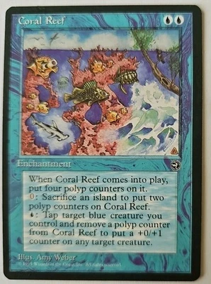MTG Magic The Gathering Card Coral Reef Enchantment Blue Homelands 1995 - Image 1 of 2