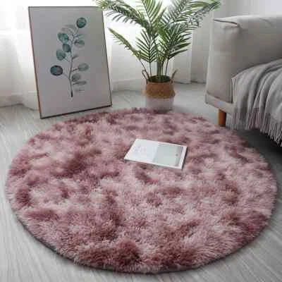 Living Room Round Rug Carpet Nonslip Bedside Coffee Table Mat Thick Pile Rugs - Image 1 of 4