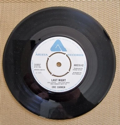ERIC CARMEN-ALL BY MYSELF / LAST NIGHT 7" VINYL SINGLE 1975 - Image 1 of 4