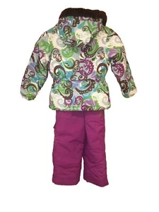 JUPA  girls  snow suit Purple 2 Pc Bib  Pants  Paisley  Print  Size 4 EUC - Picture 1 of 11