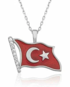 Ay yildiz & Halskette Silber 925 Gümüs Bayrak Kolye Türkiye AYYILDIZ Türk - Bild 1 von 1