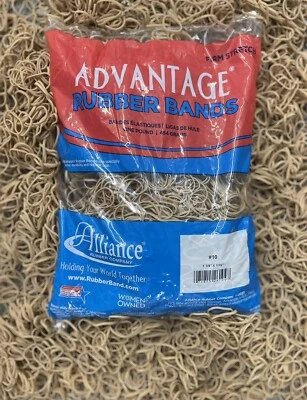ALLIANCE 1LB Bag Advantage Rubber Bands Size #10 (1-1/4 x 1/16") Approx 3700 Made In USA