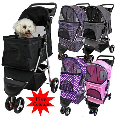 Pet Stroller Dog Puppy Cat Pram Pushchair Travel Cart Jogging Buggy Carrier - Image 1 of 4