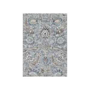 2'1"x3' Ivory Hand Knotted Silk and Wool Sickle Leaf Mat Oriental Rug R90952 - Picture 1 of 8