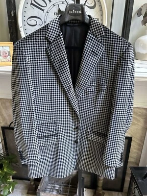 EDGAR POMEROY на заказ мужской бархат спортивная куртка пальто черный / серый чек 44L - Изображение 1 из 4