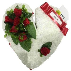 Blume Beerdigung gebrochenes Herz künstliche Seide Denkmal Hommage Kranz Gesteck - Bild 1 von 10