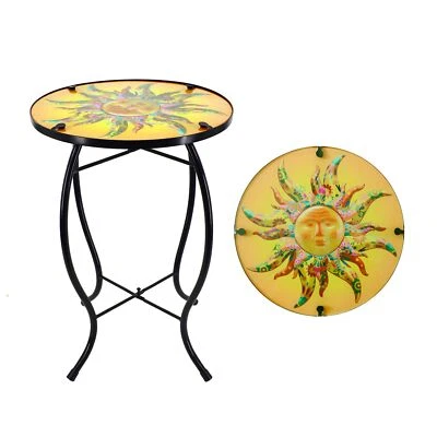 Mesa auxiliar exterior redonda sol pequeña mesa de acento de patio mesa auxiliar interior para patio  Foto 1 de 4