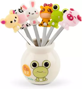 Set of 6 Stainless Steel Fruit Forks Cute Animal Food Picks Dessert for Bento Lu - Picture 1 of 12