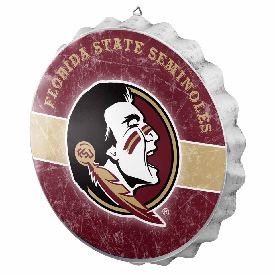 Florida State Seminoles Distressed Bottle Cap Sign 12.5" FOCO - Image 1 of 1