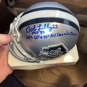 Bob Lilly Dallas Cowboys 1960s-1970s NFL All Decade Team Signed Mini Helmet - Picture 1 of 2