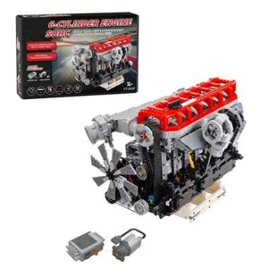 MOC Six Cylinder Four Stroke Gasoline Motorized Inline 6 Engine Building Blocks - Picture 1 of 12
