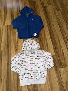 Champion Boys Sz 7 Hooded Hoodie Sweatshirt Blue NEW White Small Stain - Picture 1 of 6