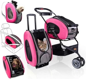 Porta mascotas 5 en 1 con mochila, cochecito porta mascotas, correa para el hombro con ruedas - Imagen 1 de 16