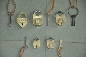 5 Pc Vintage Brass Different Brands Handcrafted Fine Quality Padlocks - Picture 1 of 8