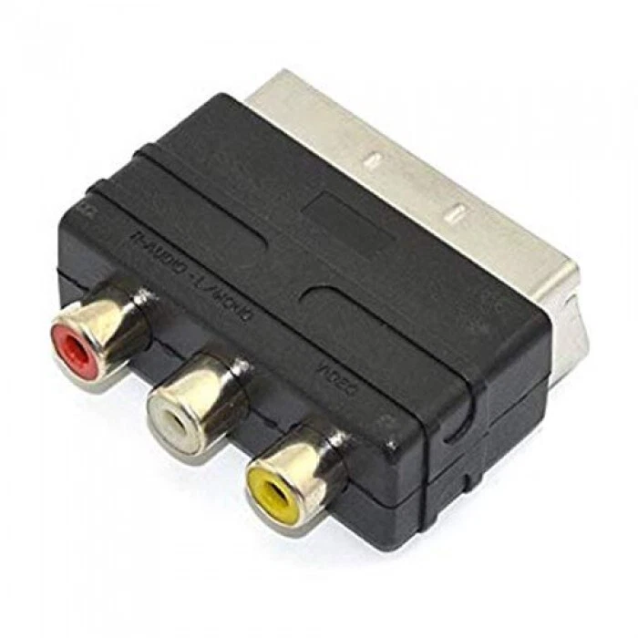 SCART to 3 x RCA Triple Phono Composite AV Adapter Converter - Image 1 of 1
