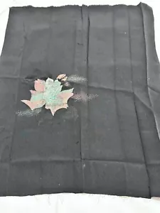 Vintage Japanese kiomono fabric silk Black Base v11 - Picture 1 of 7