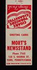 1950S Mort's Newsstand Cigars Tobacco Phone 7163 138 S. George St. York Pa Mb